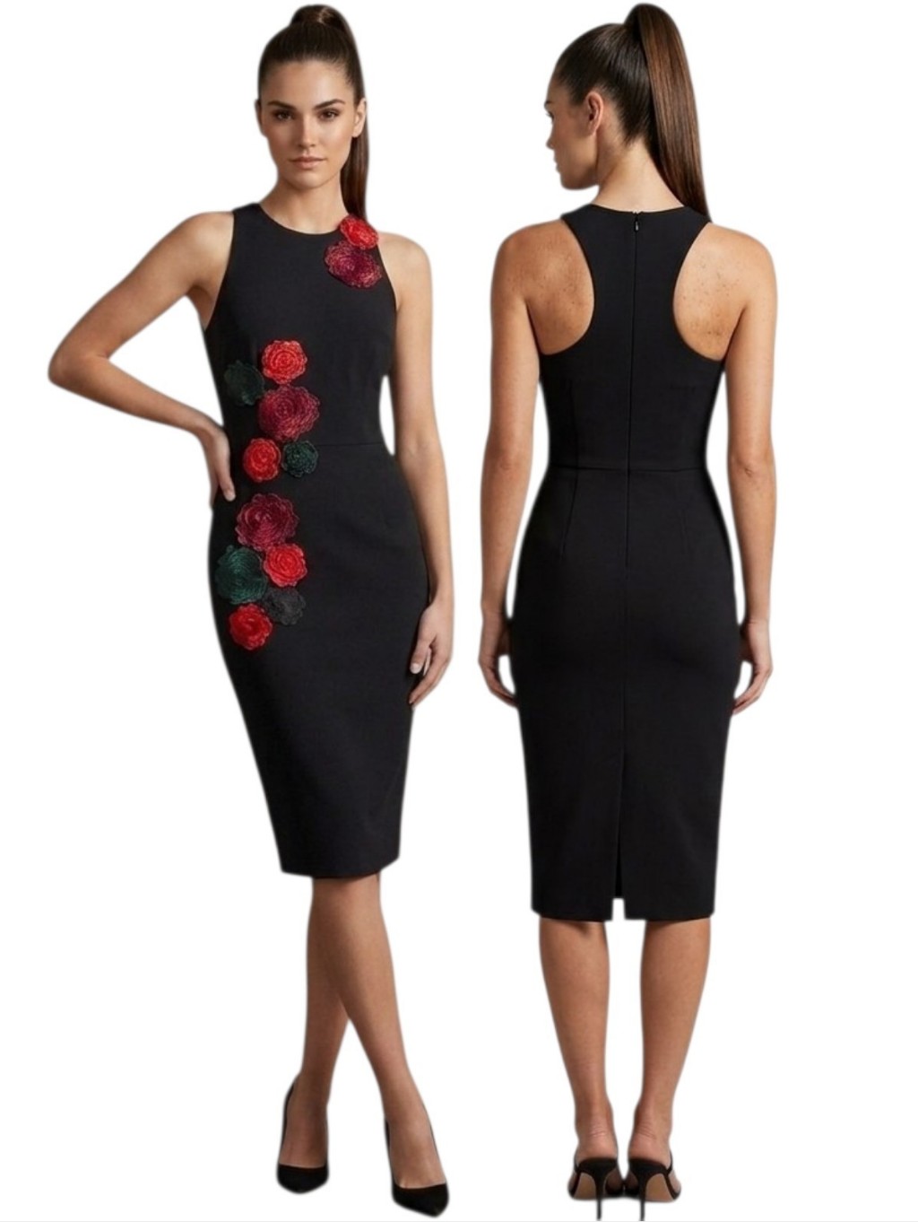 Betsey Johnson Rose Applique Sheath Dress - Size 8